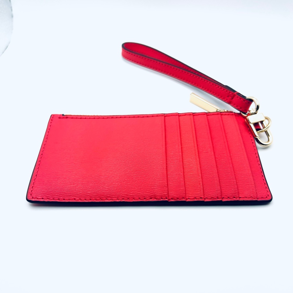 Tory Burch Coral Leather Wristlet Card Case with Gold Logo - Picture 3 of 8